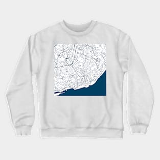 Lisbon map city map poster - modern gift with city map in dark blue Crewneck Sweatshirt